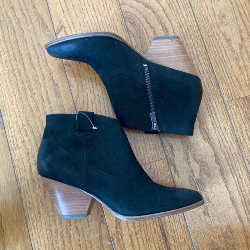 Frye Women’s Reina Black Leather Block Heel Ankle Boot Size US8